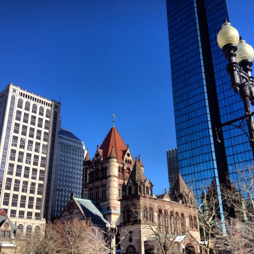 Blue sky and buildings. Boston, MA. 