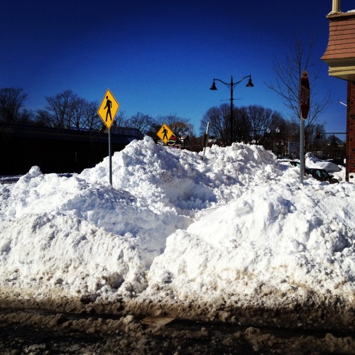 Snow piles. Blizzard 2013. Somerville, MA.