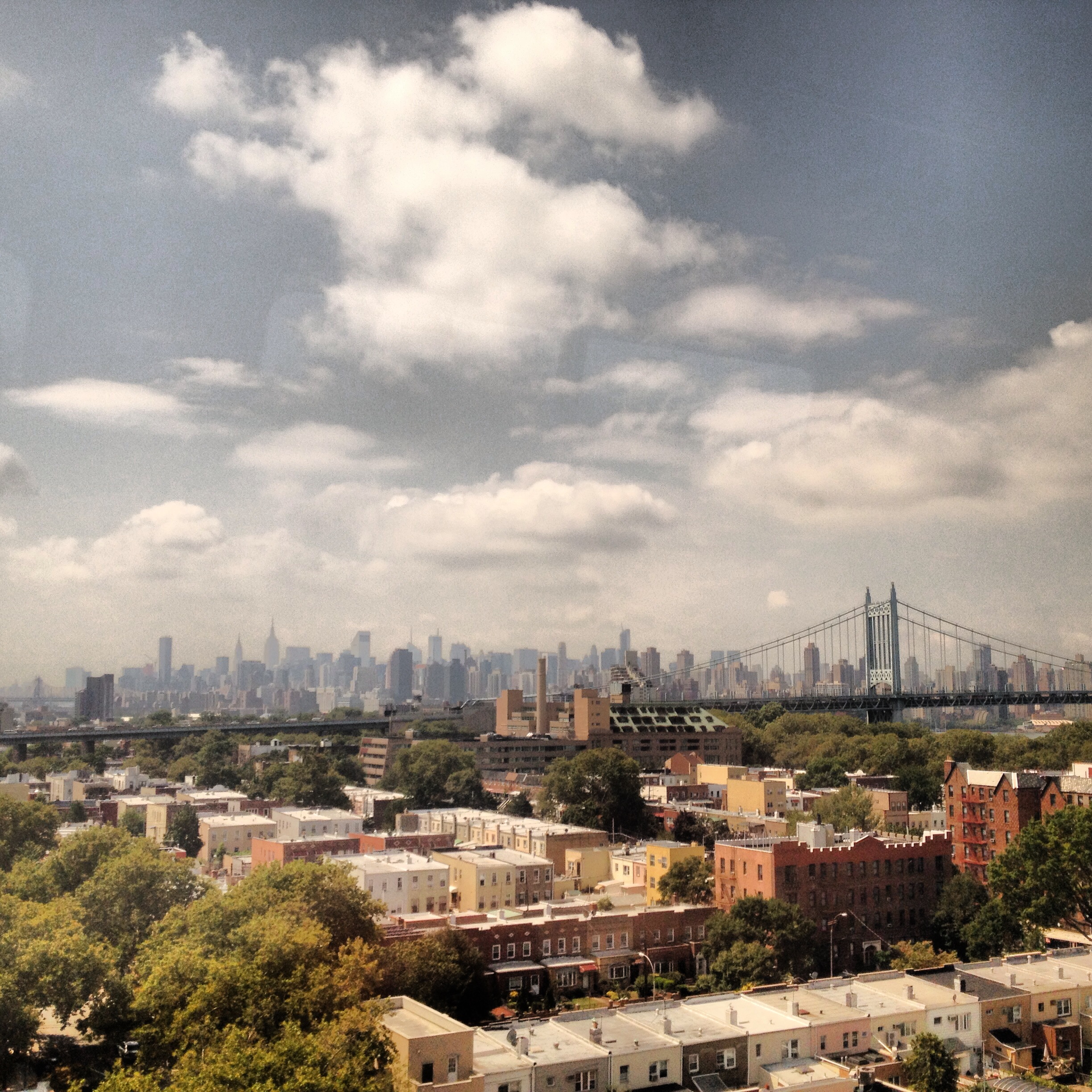 NYC skyline from the train.